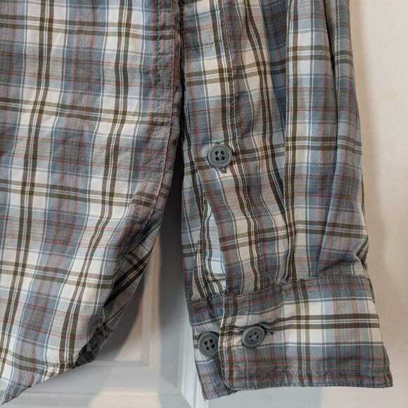 Columbia Plaid Button-up Shirt Men's Large Insect Blocker Roll-Tab Long Sleeve - Picture 9 of 16